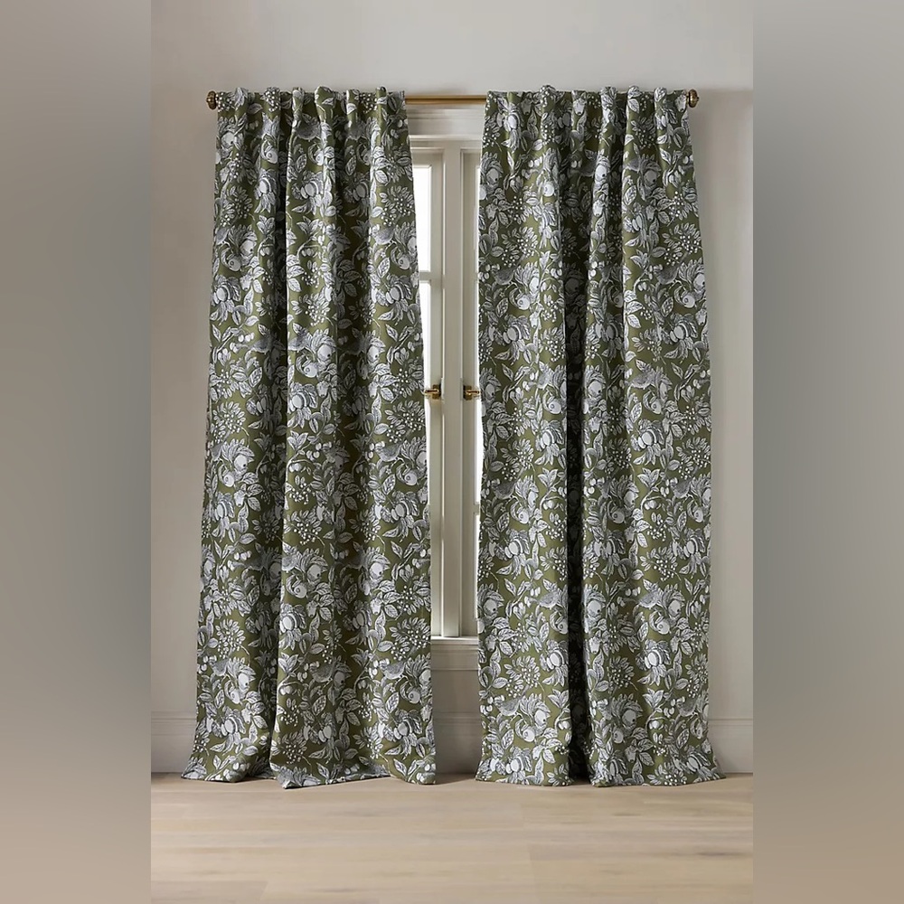 New Anthropologie Home Olive Fecor Jacquard Bird Window Curtain Panel 50x108